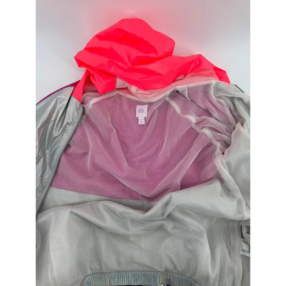 More Than Magic Girls XL 14/16 Metallic Silver Magenta Pink Windbreaker Jacket - Picture 6 of 6